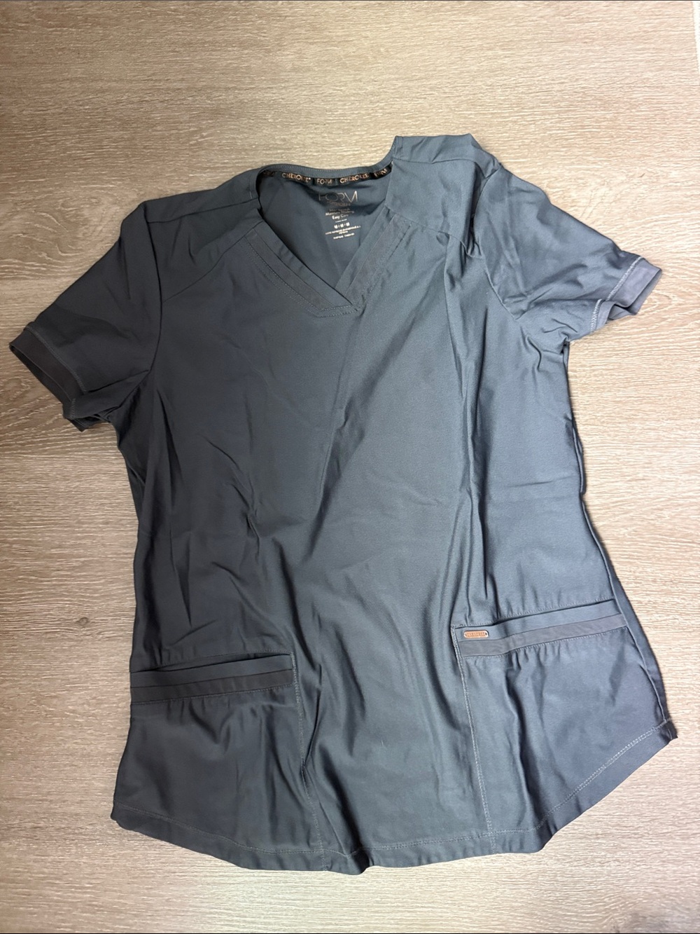 Cherokee V-Neck Short Sleeve Scrub Top - pewter grey